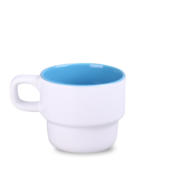 Astrid Duo ceramic mug, stackable design - White / Blue