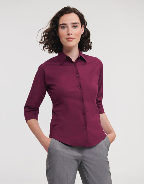 Tailored Blouse With 3 / 4 Sleeves - White / 2XL