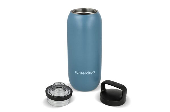 Waterdrop All-Purpose Thermo. Bottle with Drinking Spout Cap 600ml - Grey - Blue