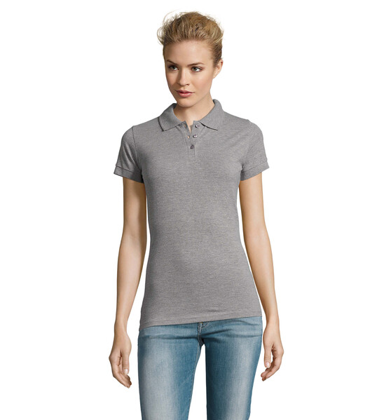 PERFECT Damskie POLO 180g Perfect Women - Szary melanż / 3XL