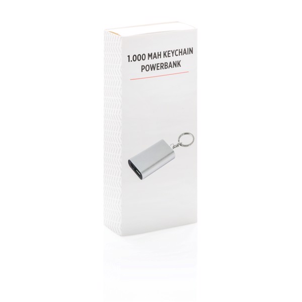 1.000 mAh keychain powerbank - Silver