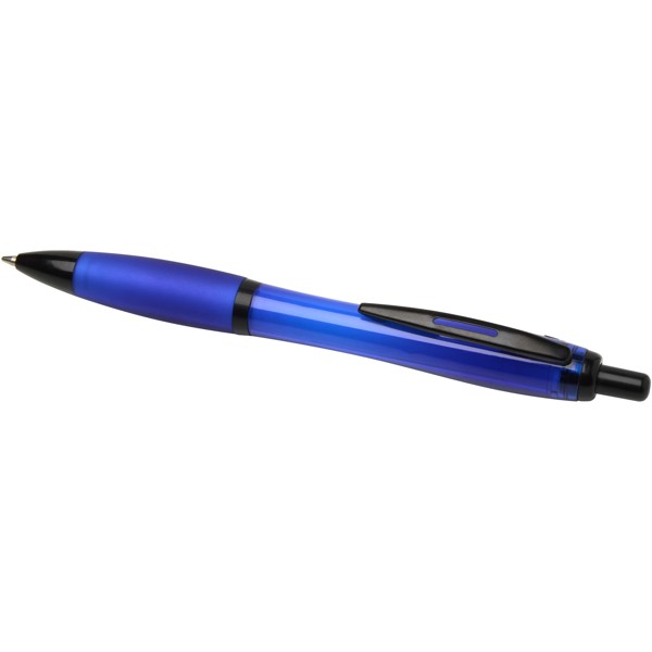 Stylo bille Nash en plastique recyclé avec garnitures noires (encre noire) - Bleu royal