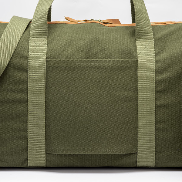 Recycled Canvas Duffle Bag. Adjustable And Removable Shoulder Strap With Metal Buckles - Dark Green