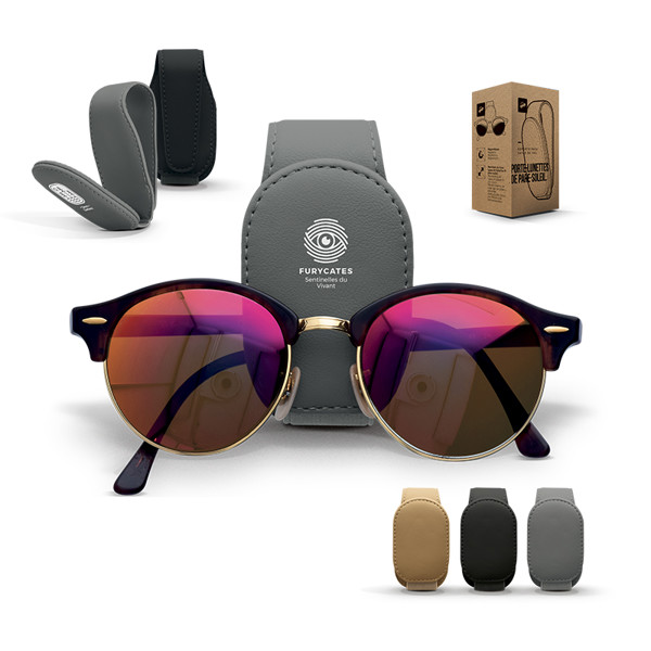 SUPPORT LUNETTE POUR PARE-SOLEIL DE VOITURE - Gris