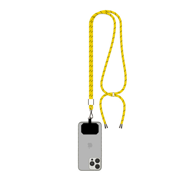 Crossbody 2-tone cord phone holder made of polyester - Bright Yellow / Black