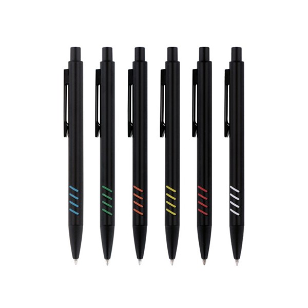STYLO BILLE ECRITURE BLEU CORPS ET CLIP METAL SOUS COUCHE COLOREE - Argent