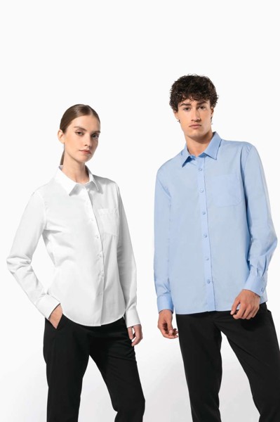 Ladies' Long-Sleeved Cotton Poplin Shirt - White / L