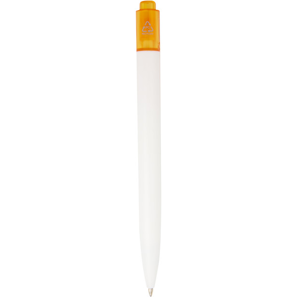 Esferográfica de plástico do oceano Thalaasa (tinta preta) - Laranja transparente / Branco