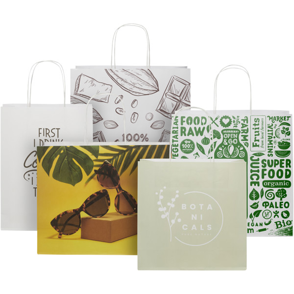 Vrečka iz kraft papirja 31x12x31 cm, 120 g/m2 - Bela