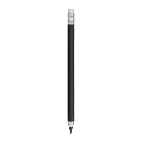 Long-Lasting Coloured Recycled Paper Pencil With Eraser - Black