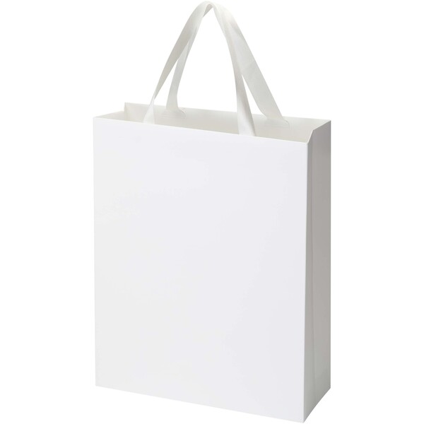 Smartfold 230 g/m2 paper bag with ribbon handles and matt lamination -  31 x 12 x 39 cm - White