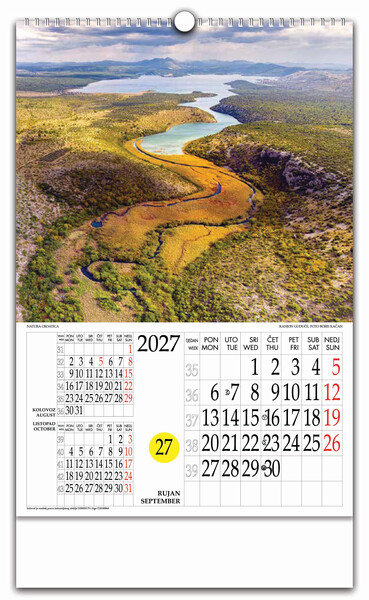 Zidni kalendar s rotacijskim krugom – Natura Croatica