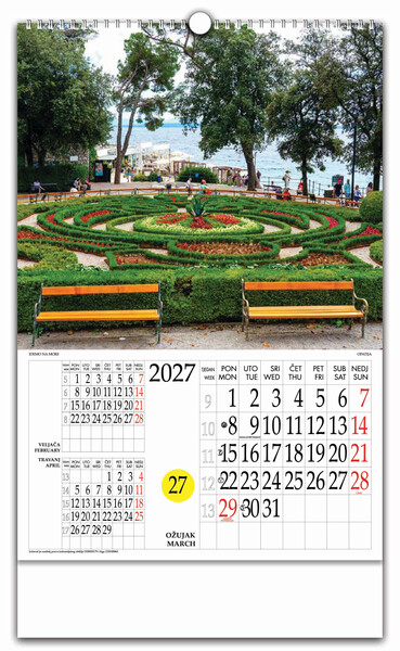 Zidni kalendar s rotacijskim krugom – Idemo na more