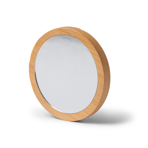 Personalized bamboo pocket mirror with eco packaging