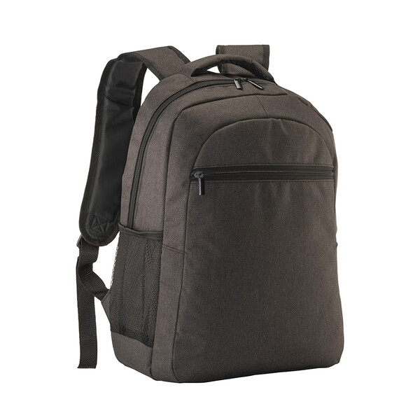 Pc-Rucksack Aus Meliertem Polyester - Grau / Schwarz