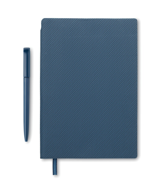 Cahier A5 en PU avec stylo Nota - Bleu Marine