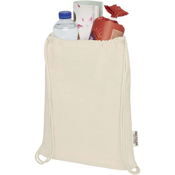 Borsa con cordoncino in cotone riciclato certificato GRS da 140 g/m² Oregon - Naturale