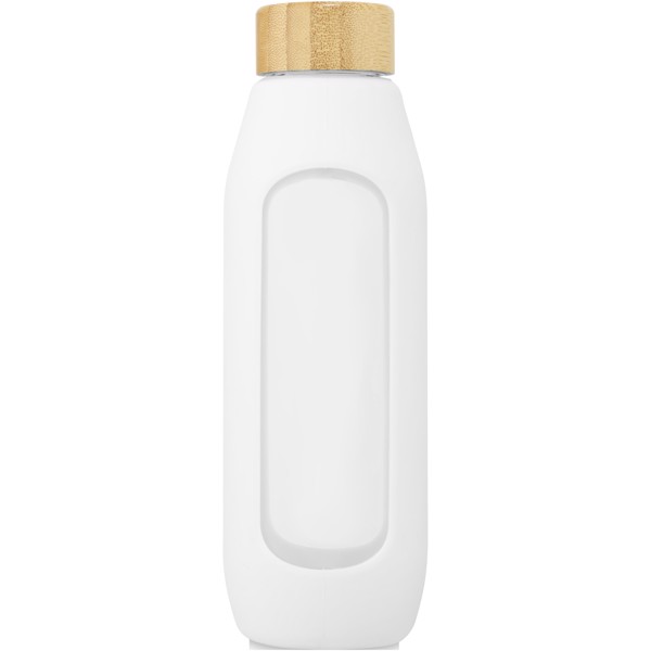 Garrafa de vidro borossilicato de 600 ml com pega de silicone "Tidan" - Branco
