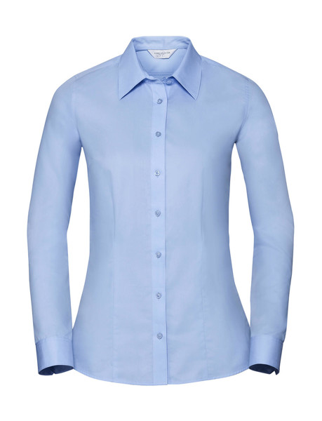 Ladies'LS Tailored Coolmax® Shirt - Light Blue / S
