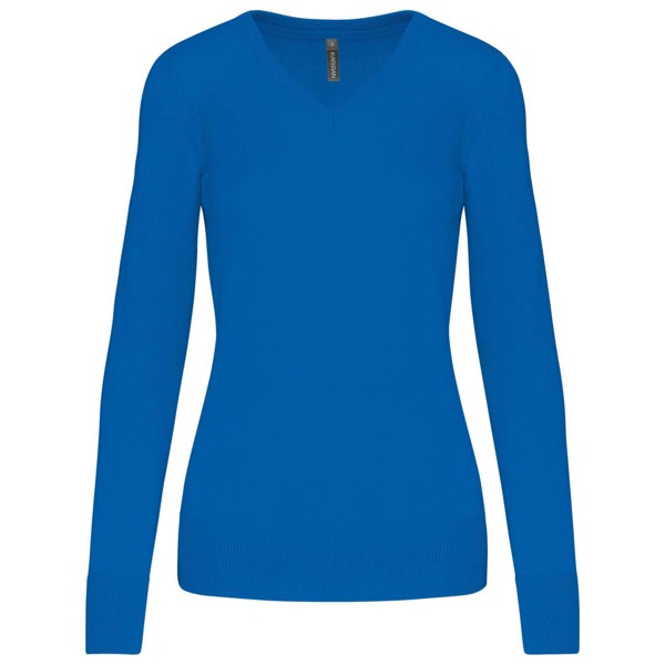 Ladies' V-Neck Jumper - Light Royal Blue / XS