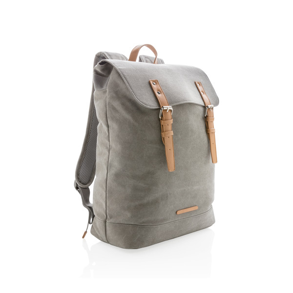 Canvas laptop backpack PVC free - Grey