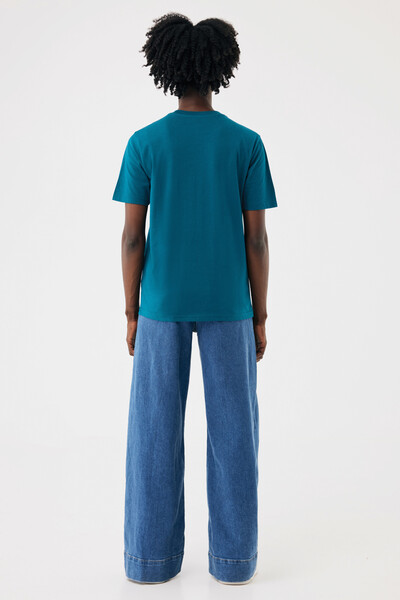 Tričko IQONIQ Brett z recykl. bavlny - Dark Teal / XS