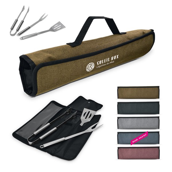SET DE 3 USTENSILES POUR BBQ BARBECUE - Rouge chine