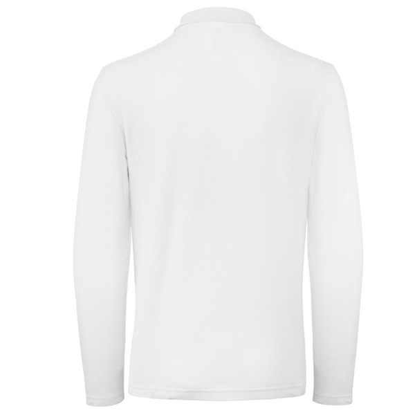 Polo B&C Id.001 Manga Comprida 180G - 100% Algodão (Investindo Em Better Cotton) - Branco / S