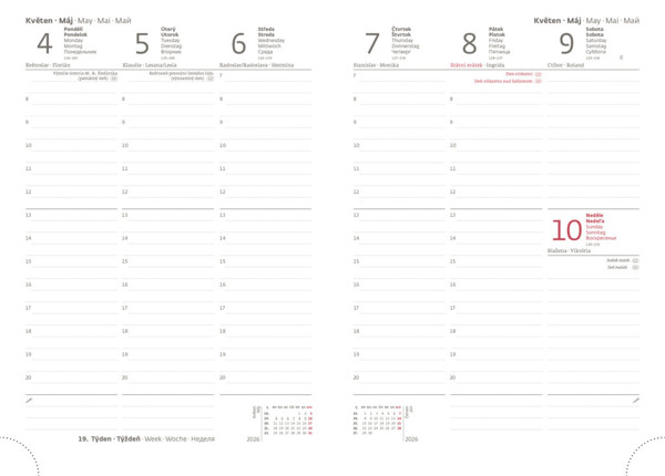 Týždenný diár A5 Print Classic angl. červený