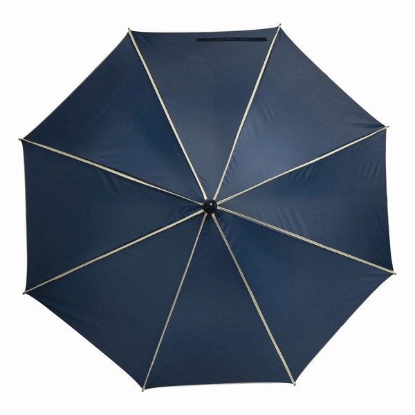 Automatic Wooden Stick Umbrella Waltz - Beige / Navy Blue