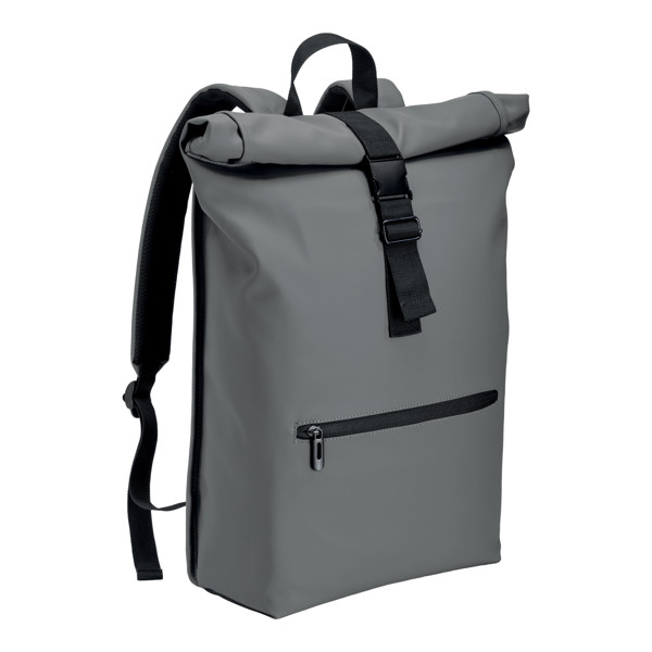 Zaino Porta Pc In Soft Pu Water Resistant Con Sistema Di Aggancio Ai Trolley - Grigio