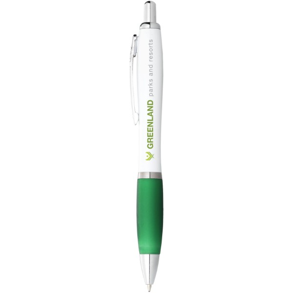 Nash ballpoint pen white barrel and coloured grip - White / Green