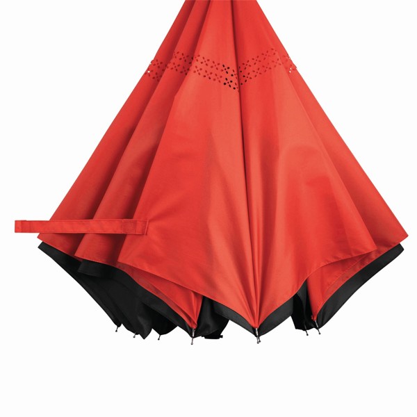 Stick umbrella, reversed close, 109 cm diameter - Black / Red