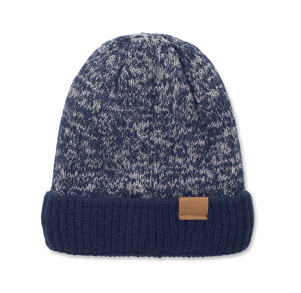 Bonnet tricoté avec revers Puntos - Bleu