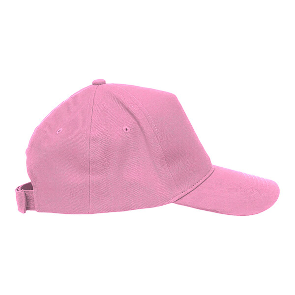 Cotton 5-Panel Cap With 2 Mm-Thick Visor, Embroidered Eyelets And Adjustable Velcro Strap - Pink