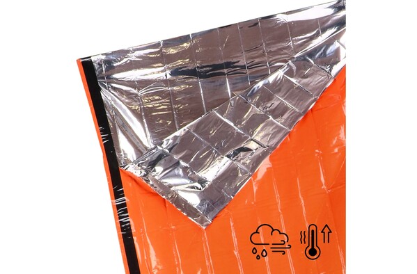 Sac de couchage thermique d'urgence pour la survie en plein air - Orange