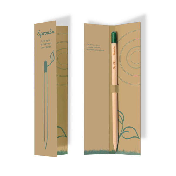 Μολυβοθήκη Sprout με Infographic στα ιταλικά, αγγλικά και γαλλικά που απεικονίζει τη χρήση