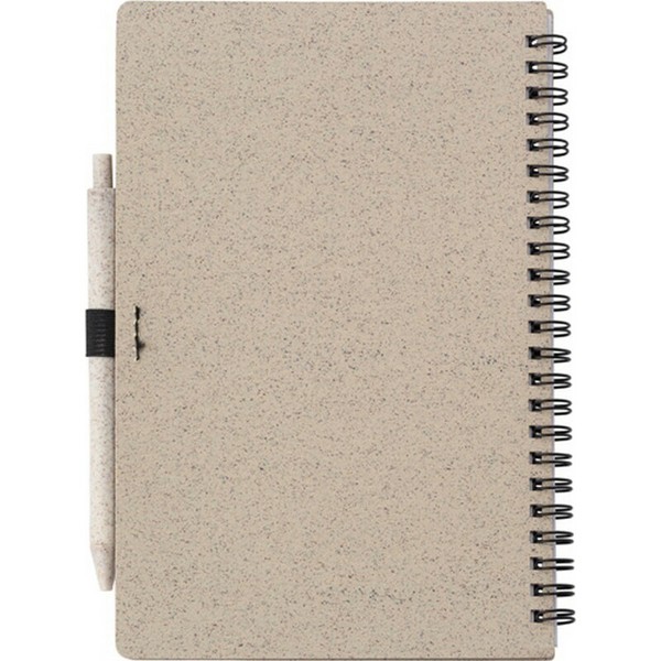 Wheat straw notebook approx. A5 with ball pen - light brown