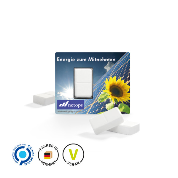 Energy Card. white cardboard, dextrose