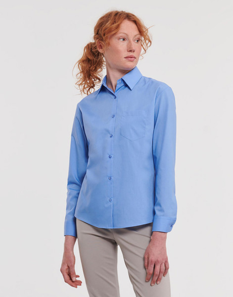 Ladies'LS Poplin Shirt - White / M (38)