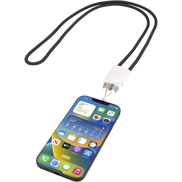 Ion 65W 5-in-1 recycled plastic lanyard charging cable