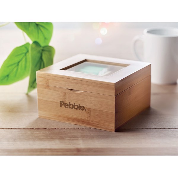 Campo Tea bamboo box, 4 compartments 6x6x6cm
