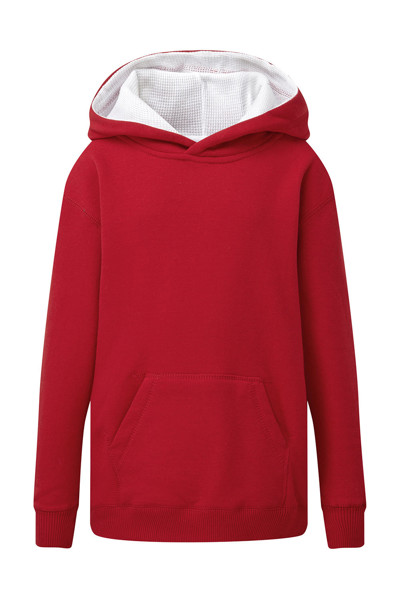 Contrast Hooded Sweatshirt Kids - Red / White / 140 (9-10/XL)