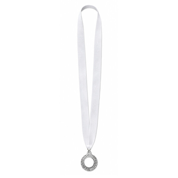 Médaille en fer de 50 mm avec doming en couleur et ruban cousu en V - 20mm de largeur