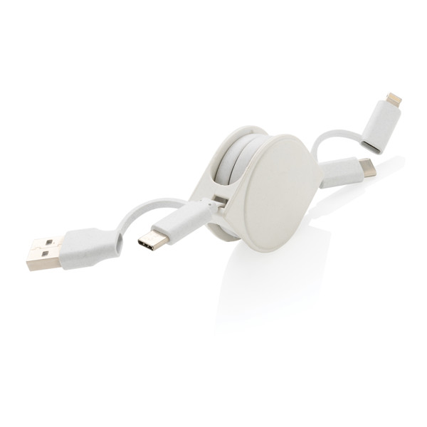 Xd Collection 6-v-1 kabel, recikliran ABS, TPE - Bela