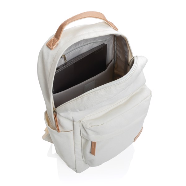 Impact AWARE™ 16 oz. recycled canvas backpack - Off White