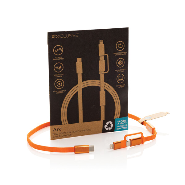 Rychlonabíjecí kabel Arc 2 v 1 z RCS 60W 120 cm - Oranžová