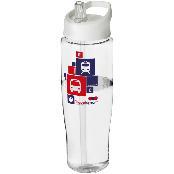 Sportovní láhev s víčkem s hubičkou H2O Tempo® 700 ml - Průhledná / Bílá