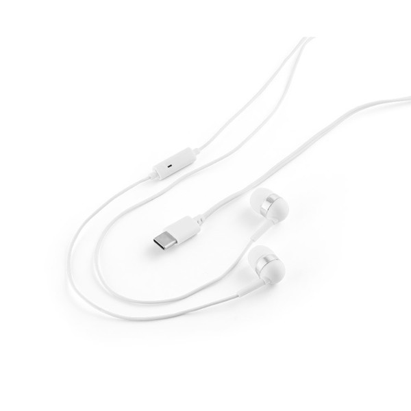 Auriculares com cabo USB-C  e microfone incorporado - Branco - PRESLEY