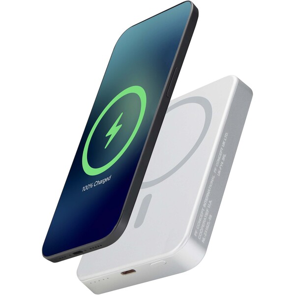 Avis 10.000 mAh RCS recycled aluminium magnetic power bank - Silver